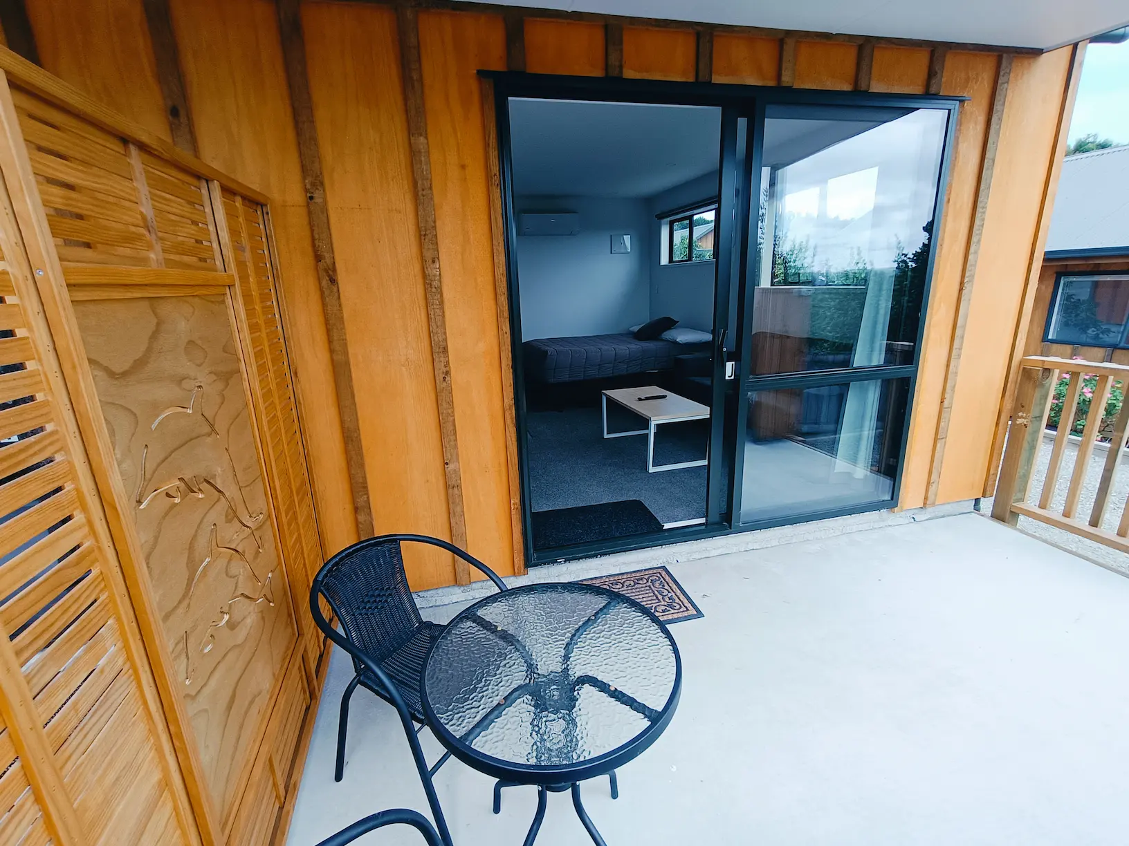 Private studio deck and timber exterior, Kerigold Chalets