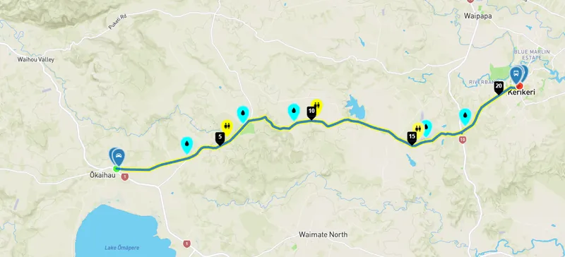 Kerikeri Half Marathon Course Map from Okaihau to Kerikeri Domain