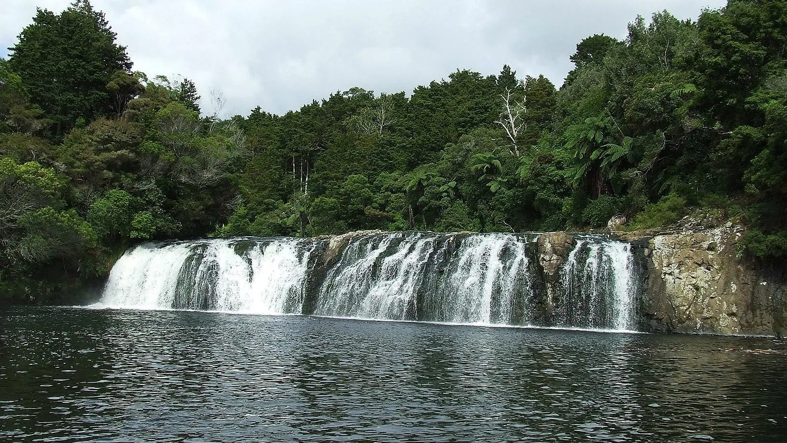 Wharepuke Falls Kerikeri cascading through lush subtropical garden